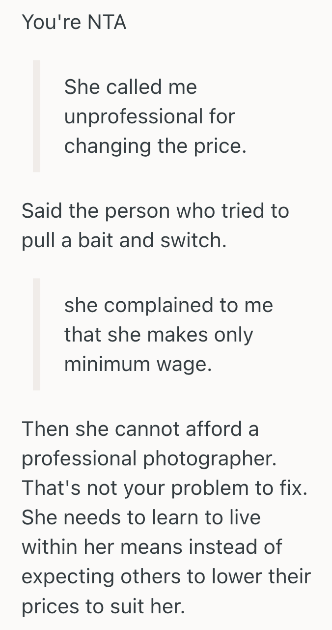 Screenshot 2025 06 24 at 2.07.36 PM Young Photographer Gave A Discount To Their Friend, But When They Took Advantage And Tried To Make A Scene, She Had To Walk Away From The Job